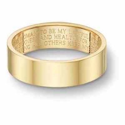 Wedding Vow Ring, Flat Band, 14K Gold -  - WEDVOW-5