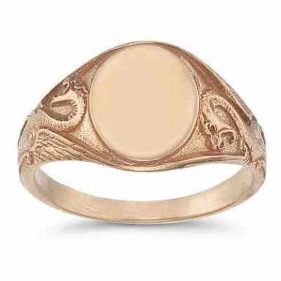 Welsh Dragon Signet Ring, 14K Rose Gold -  - HGO-SR27R
