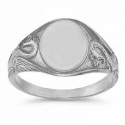 Welsh Dragon Signet Ring in 14K White Gold