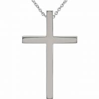 White Gold Cross Necklace with Hidden Bale