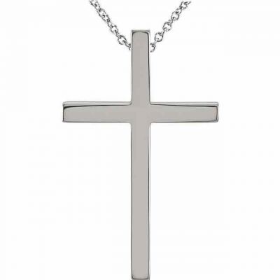 Platinum Cross Necklace with Hidden Bale for Women -  - STLCR-R41188PL