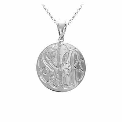 Sterling Silver Handmade Engraved Monogram Pendant Necklace -  - JAPD-ZC90837L-A-SS