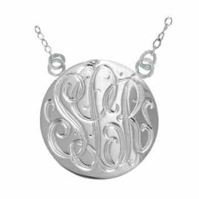 White Gold Handmade Engraved Monogrammed Medallion Jewelry Necklace -  - JAPD-ZC90837L-A-W2