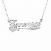 White Gold Personalized Name Necklace with Heart