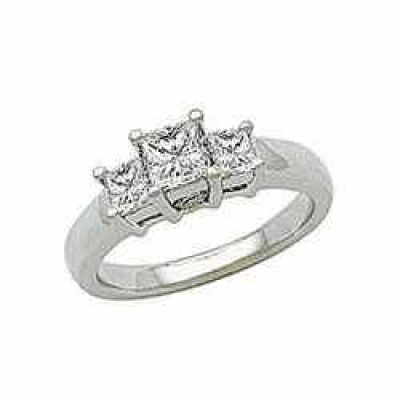 White Gold Three Stone 1/2 Carat Princess Cut Diamond Ring -  - AOGEGR3612