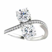 Two Stone CZ Ring in 14K White Gold