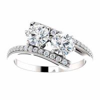 Two Stone 'Only Us' Moissanite Engagement Ring in 14K White Gold