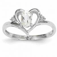 White Topaz Heart Ring in 14K White Gold