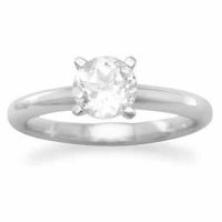 White Topaz Solitaire Engagement Ring in Sterling Silver