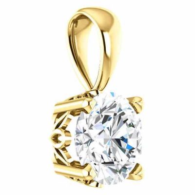 White Topaz Solitaire Pendant in Solid 14K Gold -  - STLPD-85857WTY