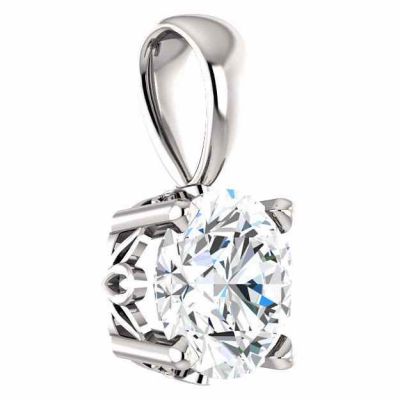 White Topaz Solitaire Pendant in Sterling Silver -  - STLPD-85857WTSS