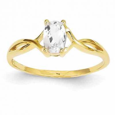 White Topaz Twist Design Birthstone Ring in 14K Yellow Gold -  - QGRG-XBR229