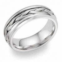 Wide Braided Wedding Band in 18K White Gold