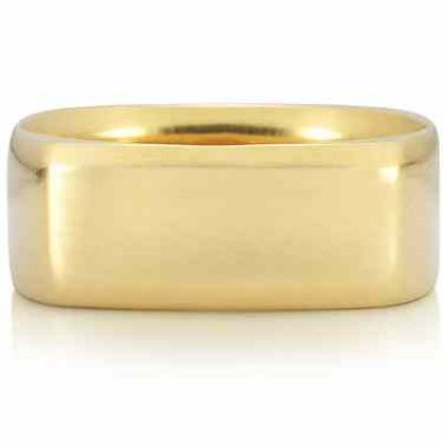 Wide Square Wedding Band in 14K Yellow Gold -  - WEDSR-10Y