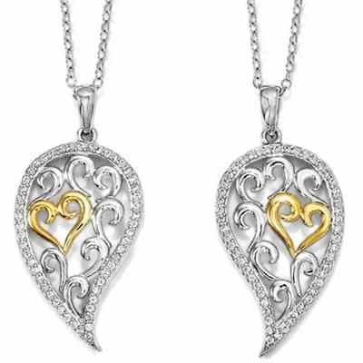 With You Always Sterling Silver Necklace for Two -  - QGPD-QSX577