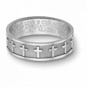Women's 14K White Gold Christian Cross Bible Verse Ring
