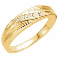 Men's 5-Stone 1/10 Carat Diamond Ring, 14K Yellow Gold