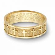 Women's Christian Cross Bible Verse Ring in 14K Gold