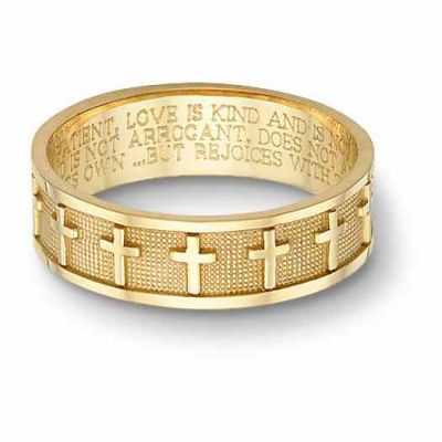 Women s Christian Cross Bible Verse Ring in 14K Gold -  - BVR-27Y