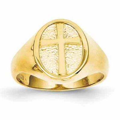 Women s Cross Signet Ring, 14K Gold -  - QGRG-D79