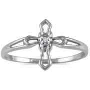Women's Diamond Cross Ring in 10K White Gold