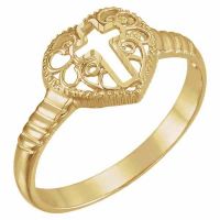 Women's Filigree Cross Heart Ring in 14K Gold