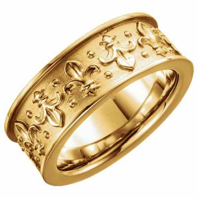 Women s Fluer-de-Lis Wedding Band Ring in 14K Gold -  - STLRG-50398Y