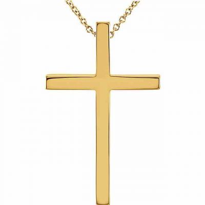 Women s Gold Cross Necklace with Hidden Bale -  - STLCR-R41188Y