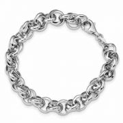 Women's Polished Fancy Link Bracelet in Sterling Silver
