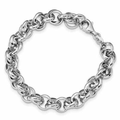 Women s Polished Fancy Link Bracelet in Sterling Silver -  - QGBR-QLF966-8