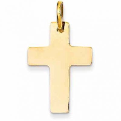 Women s Polished Flat Cross Pendant in 14K Yellow Gold -  - QGCR-D3139