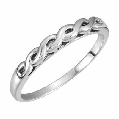 Woven Infinity Wedding Band Ring, 14K White Gold -  - STLRG-12062WB