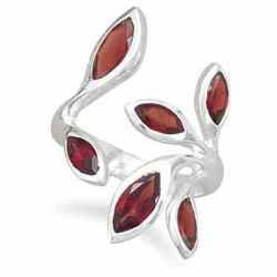 Wrap Around Floral Garnet Ring in Sterling Silver -  - MMA-82777
