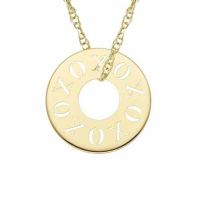 XOXO Stamped Circle Necklace in Gold