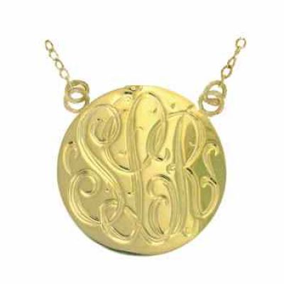 Yellow Gold Handmade Engraved Monogrammed Medallion Jewelry Necklace -  - JAPD-ZC90837L-A-Y2