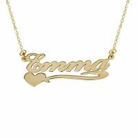 Yellow Gold Name Pendant Necklace with Heart