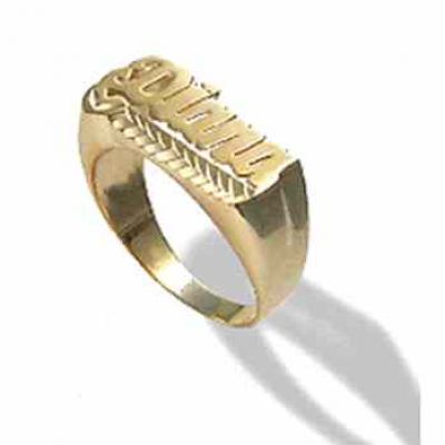 Yellow Gold Personalized Diamond-Cut Name Ring -  - JARG-NR90629-Y