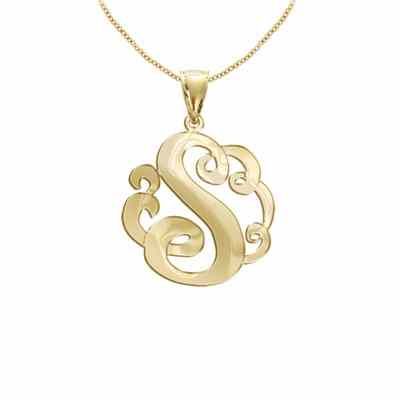 Yellow Gold Personalized Single Initial Jewelry Necklace -  - JAPD-ZC91546L-A-Y