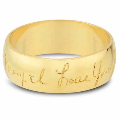 Your Handwriting Wedding Band Ring in 14K Gold -  - WVR-903-Y