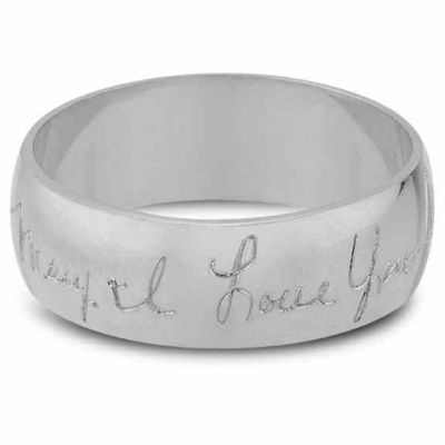 Your Own Handwriting Wedding Band in Sterling Silver -  - WVR-903SS