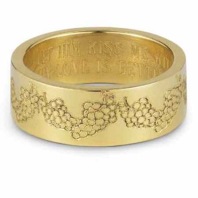 Your Love is Better than Wine Bible Verse Ring in 14K Yellow Gold -  - BVR-02Y