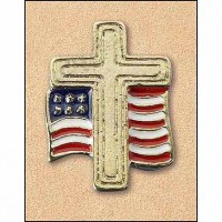 Cross w/American Flag Lapel Pin (Pack of 25)