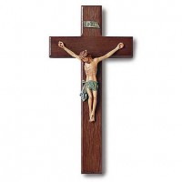 10 inch Traditional Wood w/Resin Crucifix
