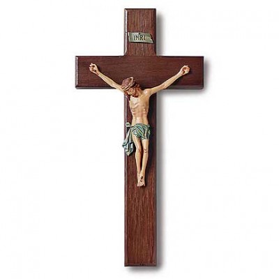 10 inch Traditional Wood w/Resin Crucifix - 780090433444 - DC265