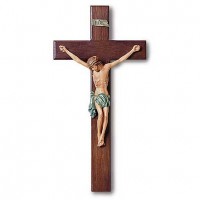 13 inch Traditional Wood w/Resin Crucifix