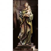 48 in. Saint Joseph w/Child Church-Sized Hand Painted Wood Statue