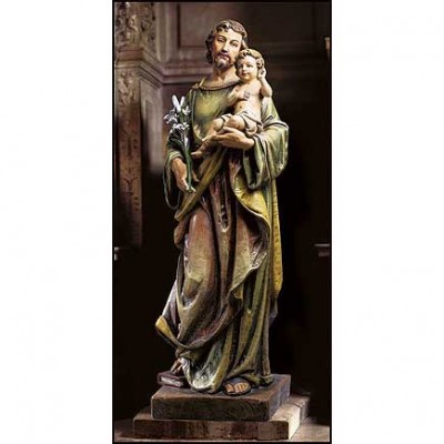 48 in. Saint Joseph w/Child Church-Sized Hand Painted Wood Statue - 780090997984 - ND154 48 in. Saint Joseph w/Child Church-Sized Hand Painted Wood Statue - 780090997984 - ND154