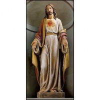 48 inch Sacred Heart Church-Sized Hand Painted Wood Statue 48 inch Sacred Heart Church-Sized Hand Painted Wood Statue