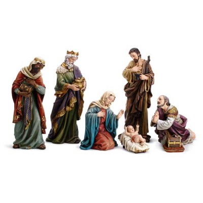 7 Piece Hand Painted Nativity Set - 886083363429 - WC898 7 Piece Hand Painted Nativity Set - 886083363429 - WC898