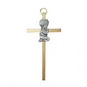4.25" H Brass Cross with Emblem - Baby Boy 4.25" H Brass Cross with Emblem - Baby Boy